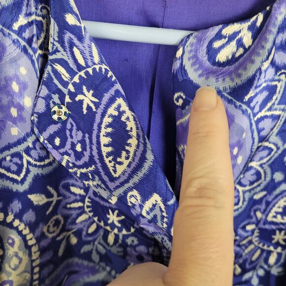 Vintage Adrianna Papell blue floral paisley silk skirt set Size 6 retro maximal - Picture 8 of 16